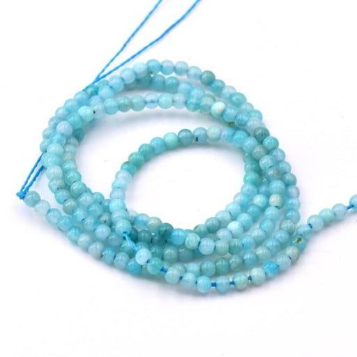 Perle ronde en amazonite 2 mm - Trou : 0,5 mm (1 fil)