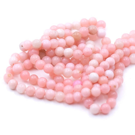 Perles rondes opale rose Naturelle 4mm - Trou: 0.8mm ( 1 Fil -38cm )