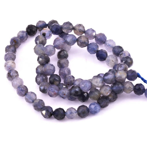 Kaufen Sie Perlen in der Schweiz Facettierte runde Perlen aus natürlichem Iolith 4 mm – Loch: 0.7 mm (1 Strang – 38 cm)