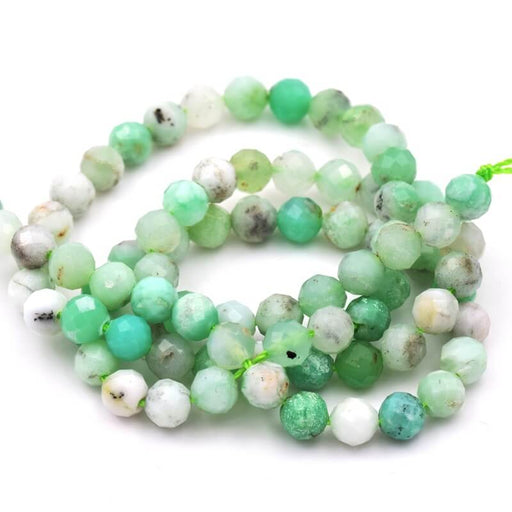 Achat Perle à facette en chrysoprase 5mm - Trou: 0.7mm (1 Fil-38cm)