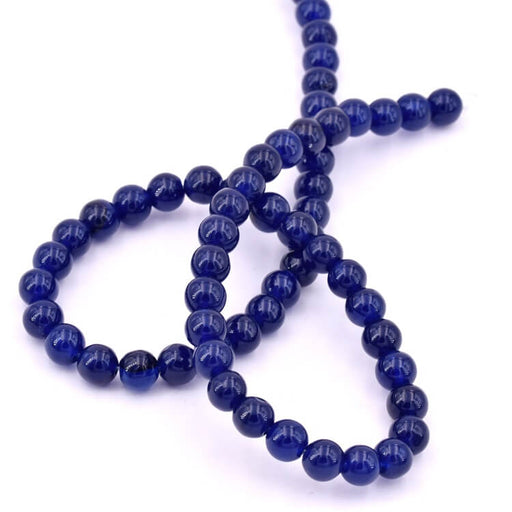 Perle ronde en Quartzite bleu 6mm - trou: 1mm (1 fil-37cm)