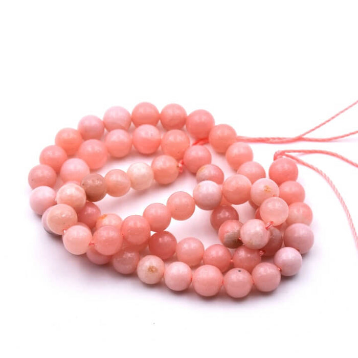 Perles rondes opale rose naturelle 6mm - Trou: 1mm (1 Fil-37cm)