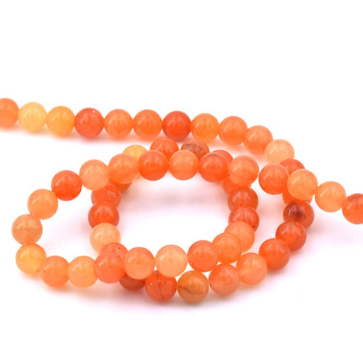 Perles rondes Aventurine orange 6mm sur fil 38 cm 56 perles (1 fil)