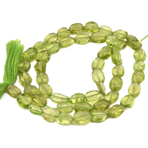 Perle pastille ovale plate Péridot 6-11x4-6mm (1 Fil-32cm)
