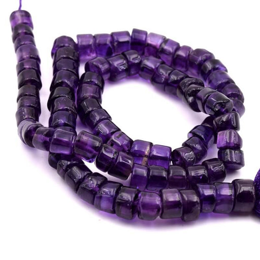 Perle rondelle heishi améthyste 5-5.5x6-7mm - Trou: 0.5mm (1 fil-32cm)
