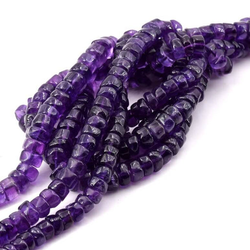 Kaufen Sie Perlen in der Schweiz Heishi-Perle Amethyst Rondelle 5-7x3-4mm (1 Strang-32cm)