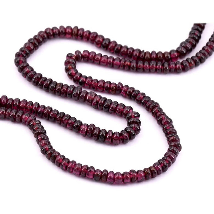 Granat-Rondelle-Perle 2–3 x 4–5 mm – Loch: 0,5 mm (1 Strang – 33 cm)
