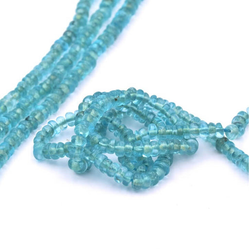 Perle rondelle en Apatite 4x2-3mm - Trou : 0.5mm (1 Fil-33cm)