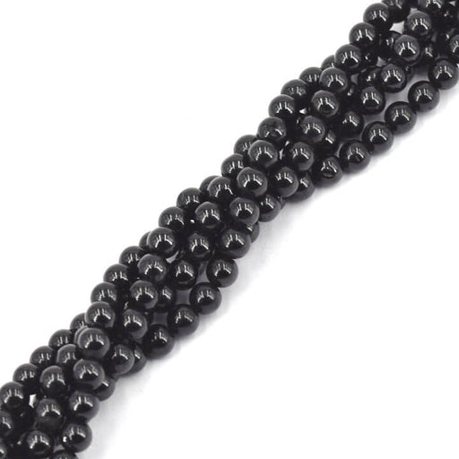 Schwarze Spinell-Perle. rund. 4–4.5 mm (1 Strang – 33 cm)
