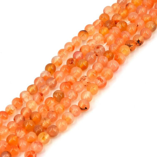 Orangefarbene Aventurin-Rundperle 5–5.5 mm – Loch 0.6 mm – 65 Perlen (1 Strang – 33 cm)