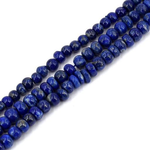 Kaufen Sie Perlen in der Schweiz Lapislazuli runde Radperle 5–6 mm – Loch 0.6 mm – 83 Perlen (1 Strang – 34 cm)