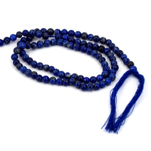 Kaufen Sie Perlen in der Schweiz Runde Lapislazuli-Perle 4 mm – Loch 0.7 mm – 95 Perlen (1 Strang – 34 cm)