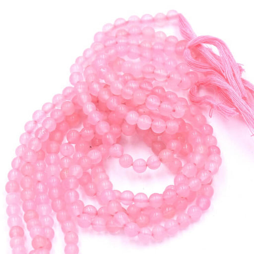 Kaufen Sie Perlen in der Schweiz Runde Perle Rosenquarz 4.5 mm – Loch 0.6 mm (1 Strang – 32 cm)