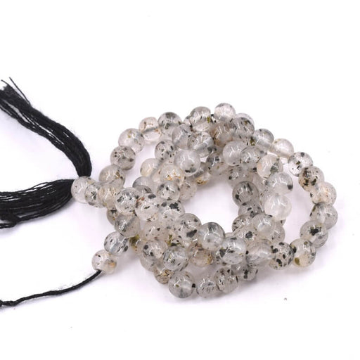 Kaufen Sie Perlen in der Schweiz Rutilquarz runde Perle 5–6 mm – Loch 0.6 mm (1 Strang – 35 cm)