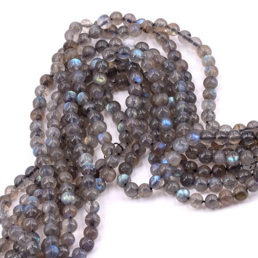 Perle ronde Labradorite 4mm - trou 0.6mm (1 Fil-33cm)