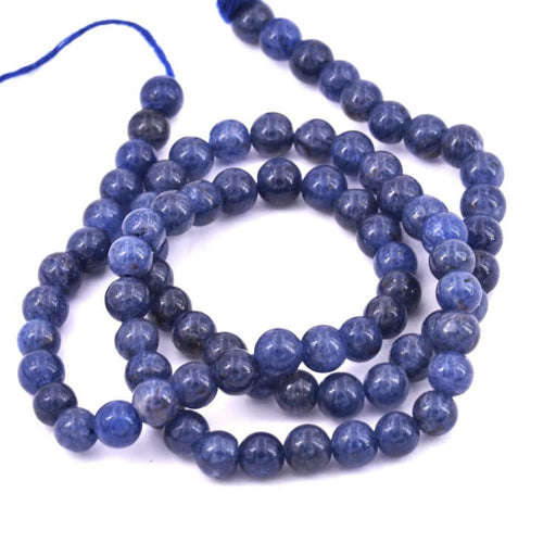 Kaufen Sie Perlen in der Schweiz Runde Perle Blauer Achat 4 mm – Loch 0,6 mm (1 Strang – 33 cm)