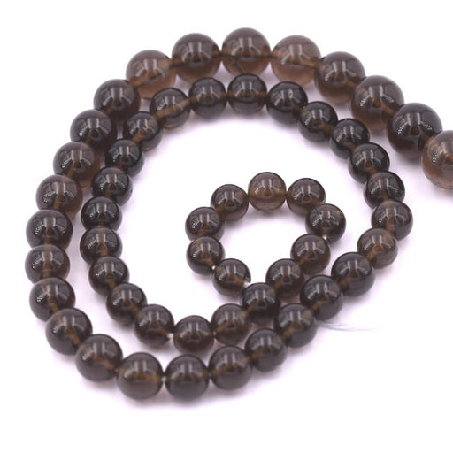 Kaufen Sie Perlen in der Schweiz Rauchquarz-Rundperle 6–8 mm Farbverlauf – Loch 0,6 mm (1 Strang – 33 cm)
