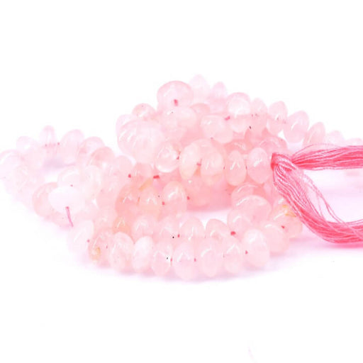 Kaufen Sie Perlen in der Schweiz Doppelkegel-Knopfperle Rosenquarz 5-6x3-4mm (1 Strang-32cm)