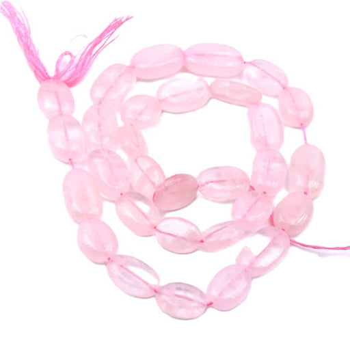 Perle ovale plate en Quartz rose 7-8x6-7mm - trou: 0.5mm (1 Fil-33cm)