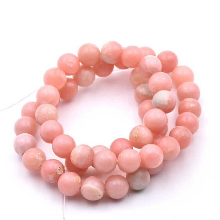 Perles rondes opale rose naturelle 8mm - Trou: 1mm (1 Fil-37cm)