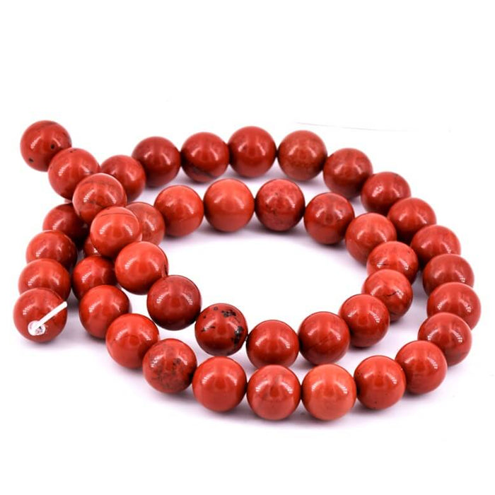 Perles ronde jaspe rouge naturel 8mm - Trou: 1mm (1 fil- 38cm)
