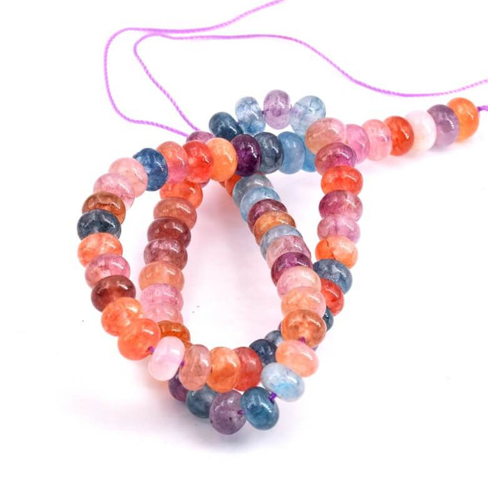 Perles rondelle quartz teinté couleur mixe 8mm-trou: 1.2mm - fil 37cm (1)