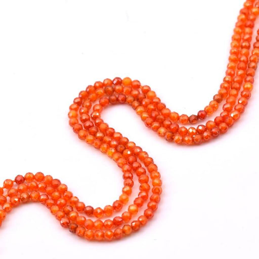 Achat Perle ronde à facettes en zircon orange 2mm (1 fil-37cm)