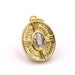Pendentif médaille ovale laiton doré et zircon 18mm - Trou: 3mm (1)