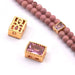 Perle connecteur rectangle zircon rose 16x5mm - Trou: 0.5mm (1)