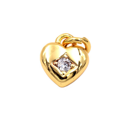 Achat Pendentif charm coeur laiton doré et zircon 6.5mm - anneau 4mm (1)