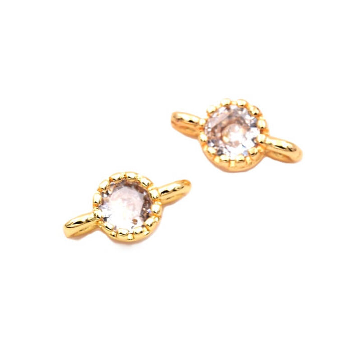 Rundes Verbindungsstück aus goldfarbenem Messing und Zirkon – 5 mm – Loch: 1 mm (2)