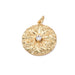 Pendentif rond retro fleur - zircon central - 19mm et anneau (1)