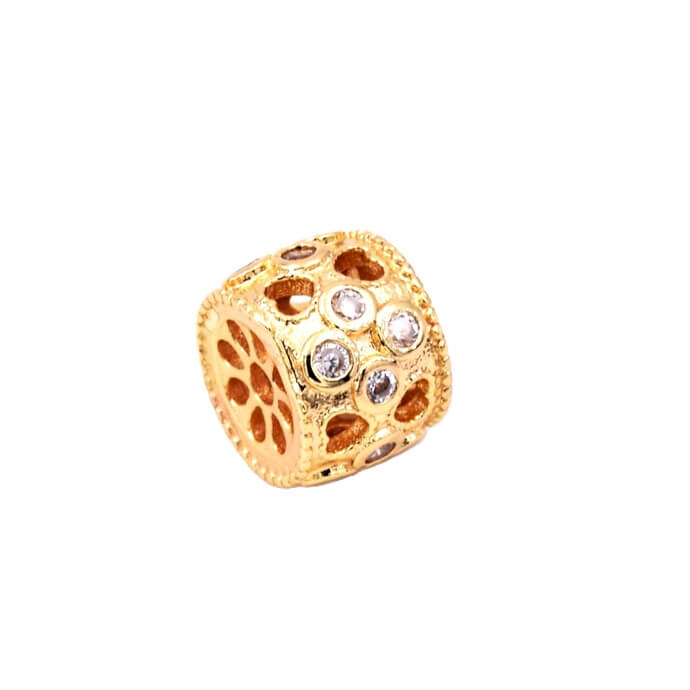 Broche laiton, avec gros strass facettés couleur quartz fumé et strass