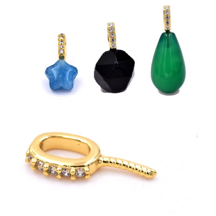 Piton bélière pour semi-percée laiton et zircon 7mm