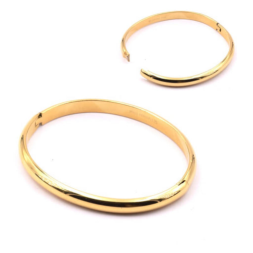 Bracelet jonc ovale en acier inoxydable doré - 51x61mm (1)