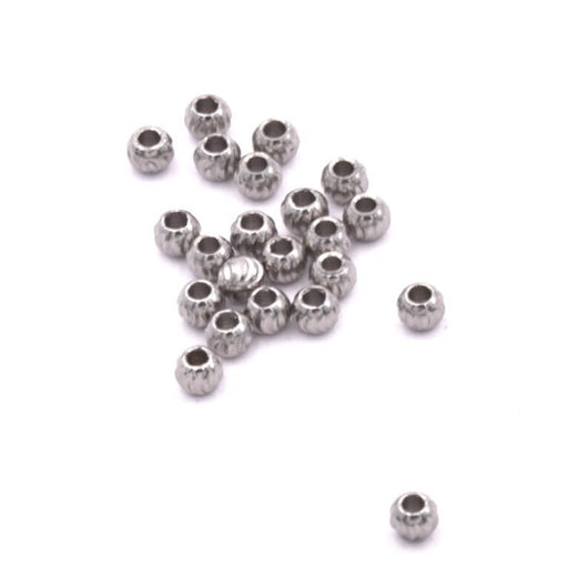 Gestreifte Trennperle aus Edelstahl 3 x 2,5 mm – Loch: 1,2 mm (10)