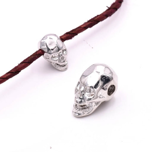Achat Perle tête de mort laiton platiné à facettes 8mm - trou 2mm horizontale (1)