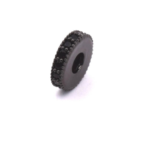 Perles rondelle heishi laiton noir avec zircons 8x2mm (1)