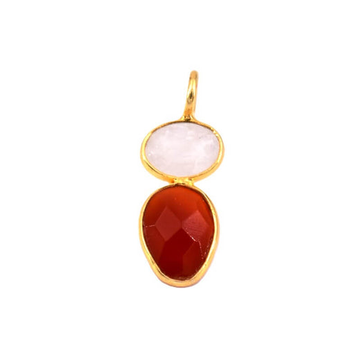 Pendentif en cornaline et pierre de lune 16x8mm (1)