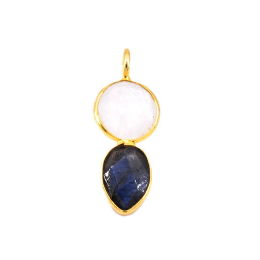 Pendentif en pierre de lune et labradorite 19x9mm - Trou: 2mm (1)
