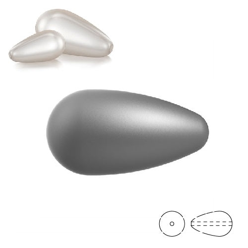 Perles nacrées poire Pearshape Preciosa Dark Grey 15x8mm (3)