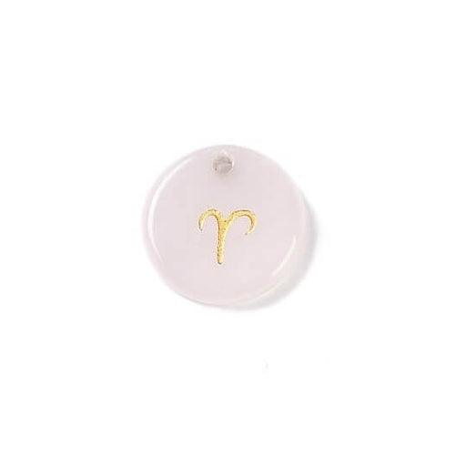 Pendentif quartz rose 12mm signe astrologique Belier- Trou: 1mm (1)