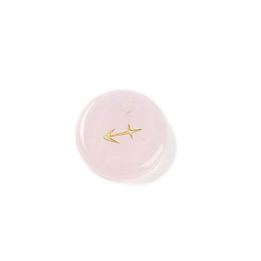 Pendentif quartz rose 12mm signe astrologique Sagittaire - Trou: 1mm (1)