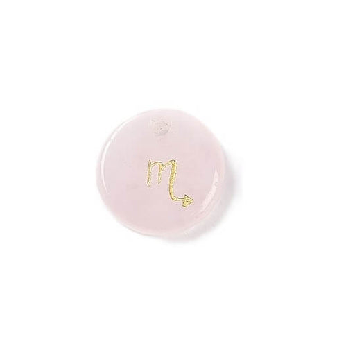 Pendentif quartz rose 12mm signe astrologique Scorpion - Trou: 1mm (1)