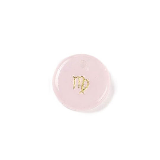 Pendentif quartz rose 12mm signe astrologique Vierge - Trou: 1mm (1)