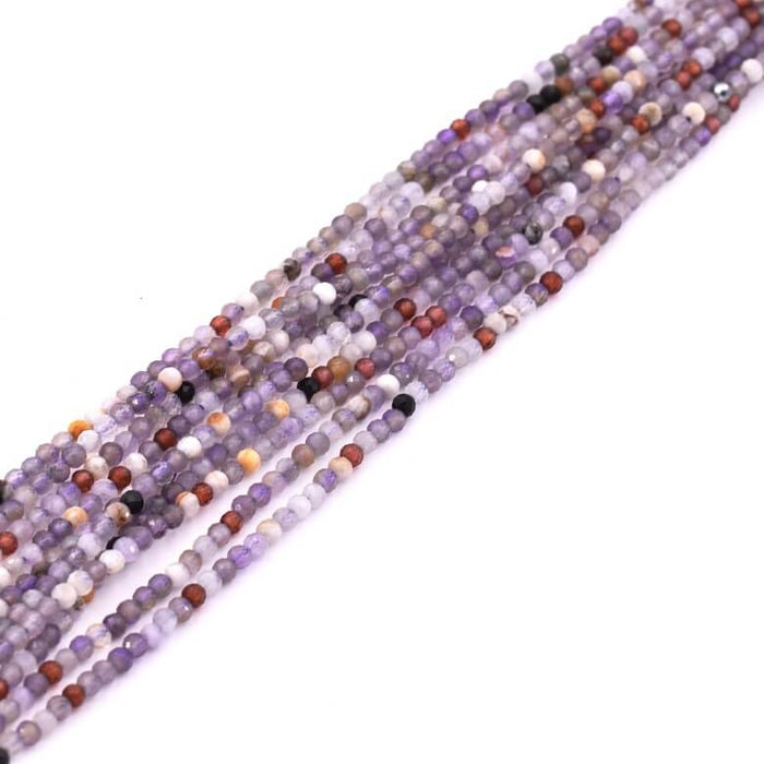 Facettierte Perlen Amethyst-Granat-Mix 2 mm – Loch 0.6 mm (1 Strang – 38 cm)
