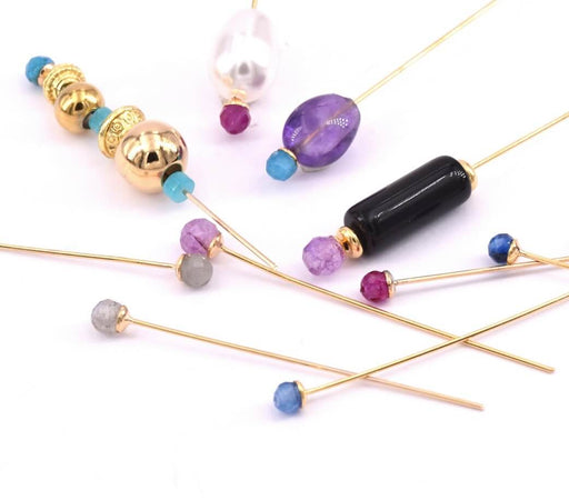 Kaufen Sie Perlen in der Schweiz Nietstifte vergoldet 4,4cm mit Facettierte Perle 3.5mm Amethyst (2)