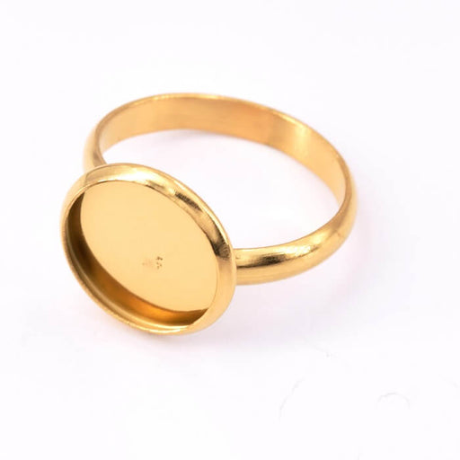 Einstellbarer Ring für Cabochon 10 mm Goldfarbe Stahl (1)