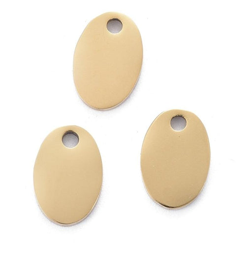 Achat Breloque Pendentif Ovale en Acier inoxydable doré OR 13x9mm (1)