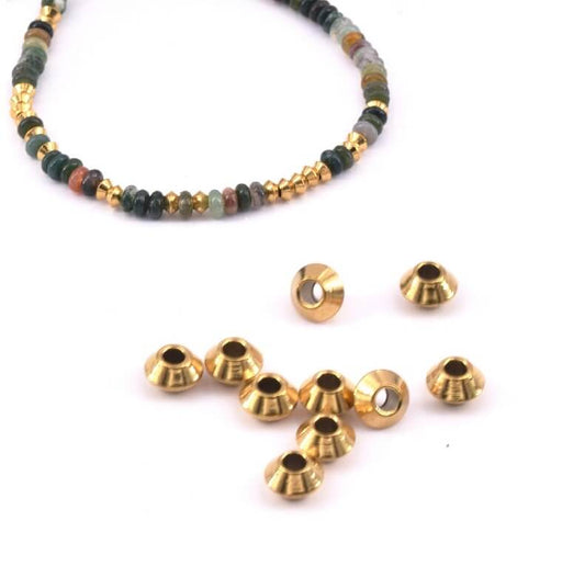 Kaufen Sie Perlen in der Schweiz Heishi Perlen Edelstahl Gold 4x2mm - Loch: 1,2mm (10)